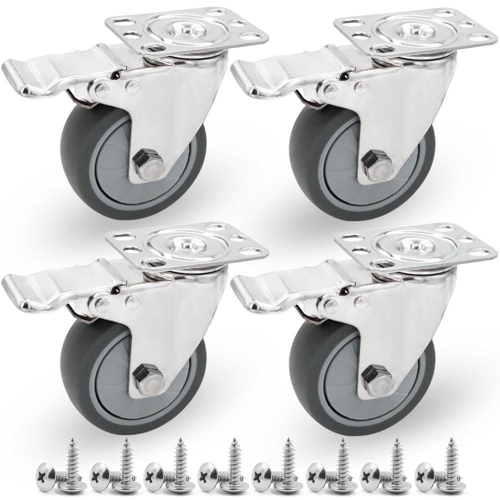NERILEE Stainless Steel 3 Inch Caster Wheels with