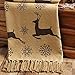 Snowflake and Prancer Printed Cotton Woven Cozy Cabin Christmas Throw Gift 60x50 inches - Holiday Decoration