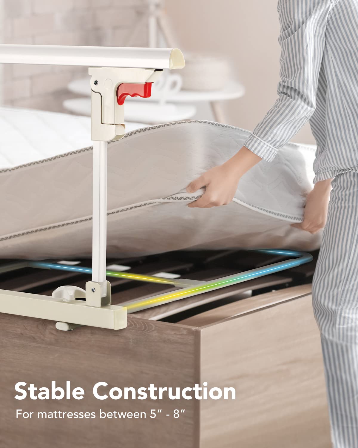 OasisSpace Bed Safety Rail - Folding Bed Rail for Elderly Adults, Bed Guards for Seniors, Bed Assist Handle for Preventing Falling, Fit King, Queen, Full, Twin, 28.5x16