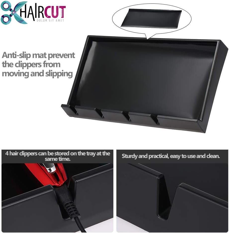 Salon Clipper Tray,Professional Anti-slip Barber Hair Trimmer Storage Tray with 4 Slots for Home Personal Use and Professional Hair Salon - Image 5