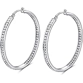Rnivida Hoop Earring for Women, Stainless Steel Inside-Out Crystal Cz Hoop Earrings, Hypoallergenic