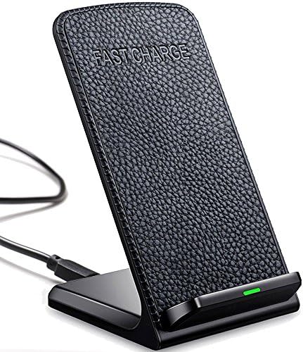 Heyee Wireless Charger,Cordless Leather Phone Charger Portable Charging Stand Pad For iPhoneX,iPhone8,iPhone8 Plus,Samsung Galaxy S8,Galaxy S8 Plus,S7,S7 Edge,Note 5,S6 Edge Plus&amp;QI-Enabled Devices