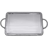 Mariposa Beaded Service Tray, One Size, Silver