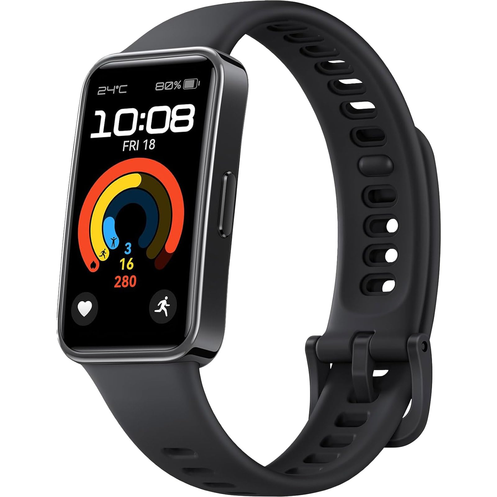 Wownadu Strap Compatible for Huawei Band 9 & 8, Black Silicone Sport Wristband