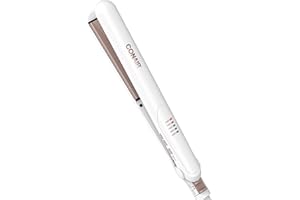 Conair Double Ceramic Flat Iron, 1-Inch Flat Iron Hair Straightener, Five Heat Settings, Extra Long Floating Plates, White