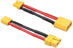 MAIXBOMR 1Pair Short XT30 to XT60 Male & Female Connector Adaptor Plug with 5cm 16AWG Silicone Wire for LiPo Battery Micro FPV Drone