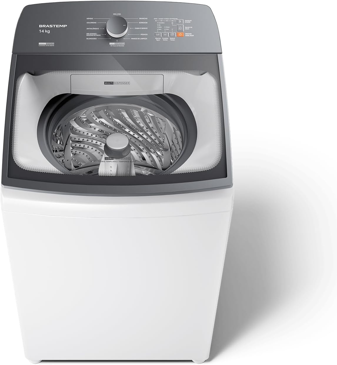 Máquina de Lavar Branca 14kg Brastemp com Smart Sensor e Lavagem Rápida - BWJ14AB