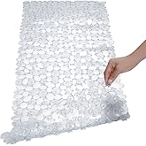 Pebble Bath Mat for Bathtub to Anti Slip Bathtub Mat in Shower with 16 Inches by 35 Inches (Clear)