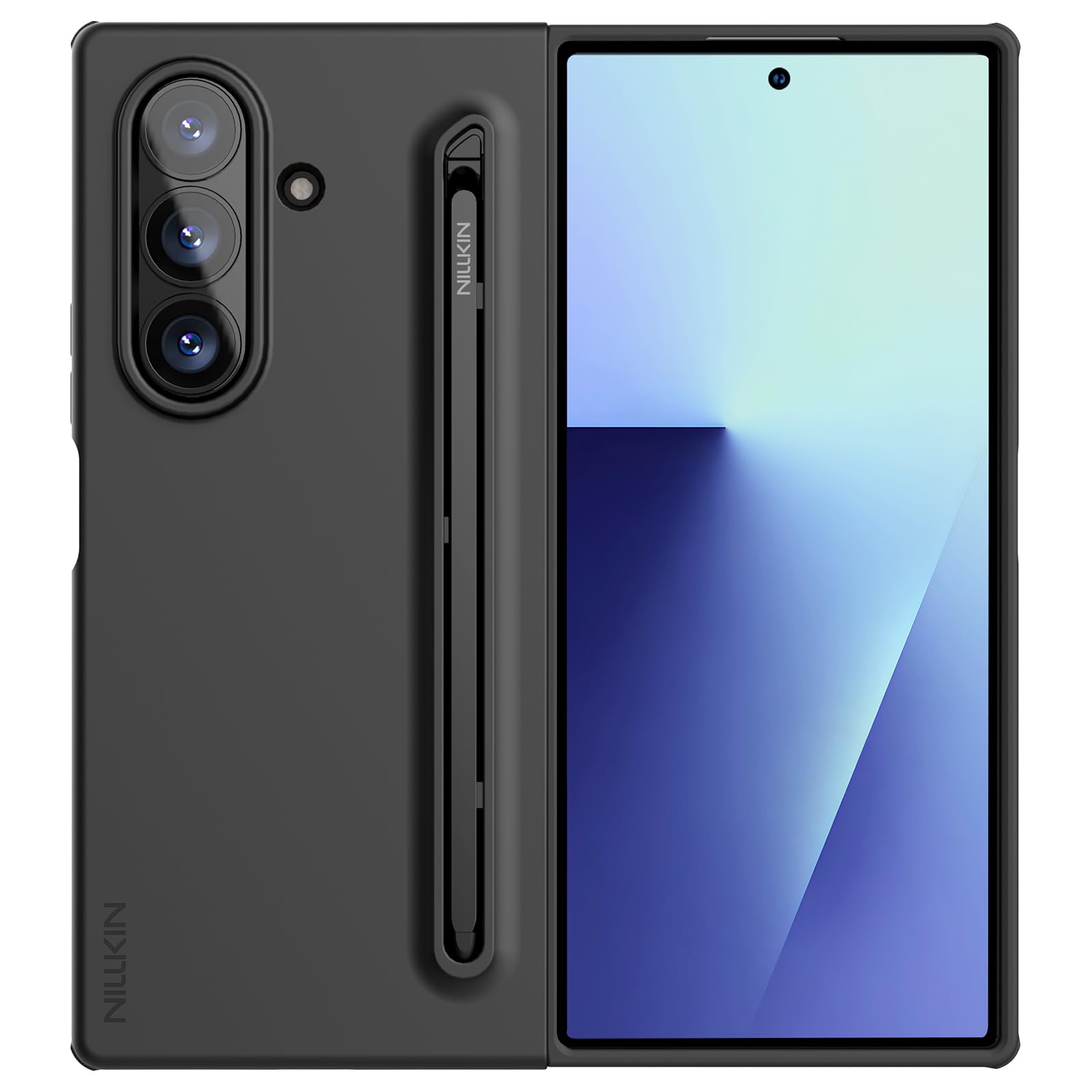 Photo 1 of Nillkin for Samsung Galaxy Z Fold 7 Case with Upgraded Stylus Pen [Superior Liquid Silicone] [Wireless Charging] [S Pen Holder] Shockproof Slim Phone Case Cover with Pen for Galaxy Z Fold 7, Black