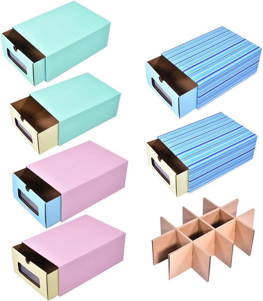 Sue Supply DIY Multifunctional Shoe Box Color Desktop Storage Container - Thickened Corrugated Drawer Packing Shoe Racks & Cabinets