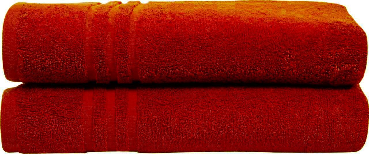 Textile Do Pack of 2 Large Jumbo Bath Sheets (75 x 150 cm-500 GSM) 100% Egyptian Cotton Super Soft Big Bath Sheet Towel Set Body Wrap (Red, Cotton)
