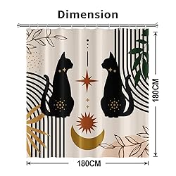 AWERT Boho Mid Century Shower Curtain Cute Cat