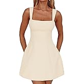 DAAWENXI Women's Casual Square Neck Sleeveless Tank Top Flare Mini Dress A Line Party Club Dresses