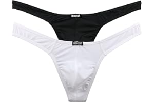 IKINGSKY Men's Silky Thong Sexy T-Back Mens Underwear Low Rise Stretch Underpanties