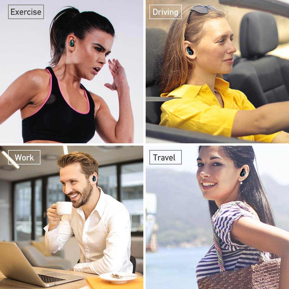 Veroyi TWS-E9 Bluetooth 5.0 Wireless in-Ear Earbuds True Wireless Stereo Headphones, HiFi Bass Sound.