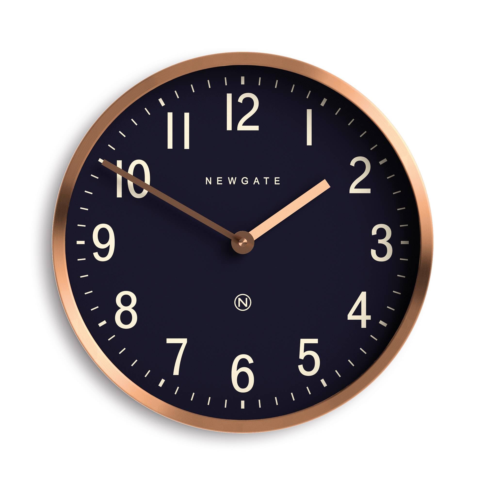 NEWGATE® Master Edwards wall clock | Mid-century style clock | 30cm | Deep metal case with copper/rose gold finish | Modern retro design for kitchen, living room or office