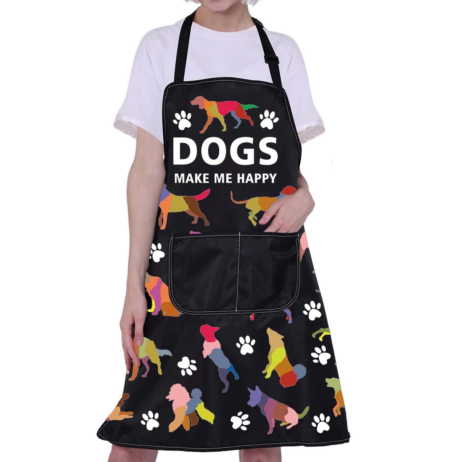 BNQL Cute Dog Apron - Waterproof & Puppy-Safe for Groomers, Trainers, Cooking & Dog Lovers - Happy Color