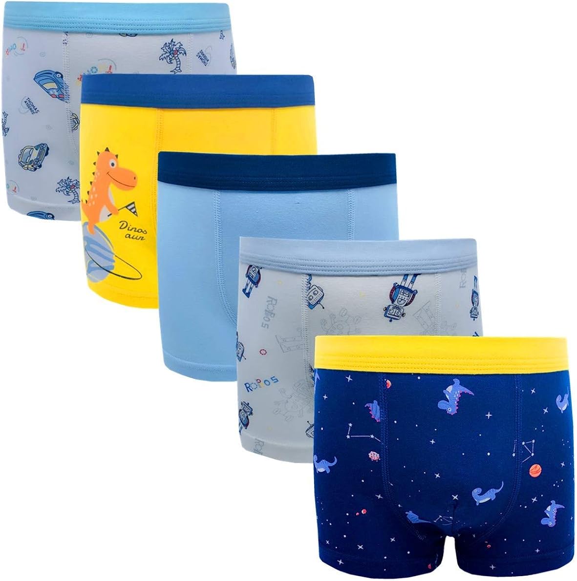 Boys Kids Soft Cotton Fashion Boxer Briefs Underwear 5 Pack: Clothing