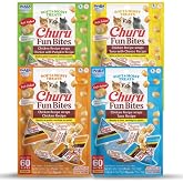 INABA Churu Fun Bites for Cats, Soft &amp; Chewy Baked Chicken Wrapped Filled Cat Treats with Taurine, 0.42 Ounces Each Tetra, 12 Tetras, 4 Flavor Variety Pack