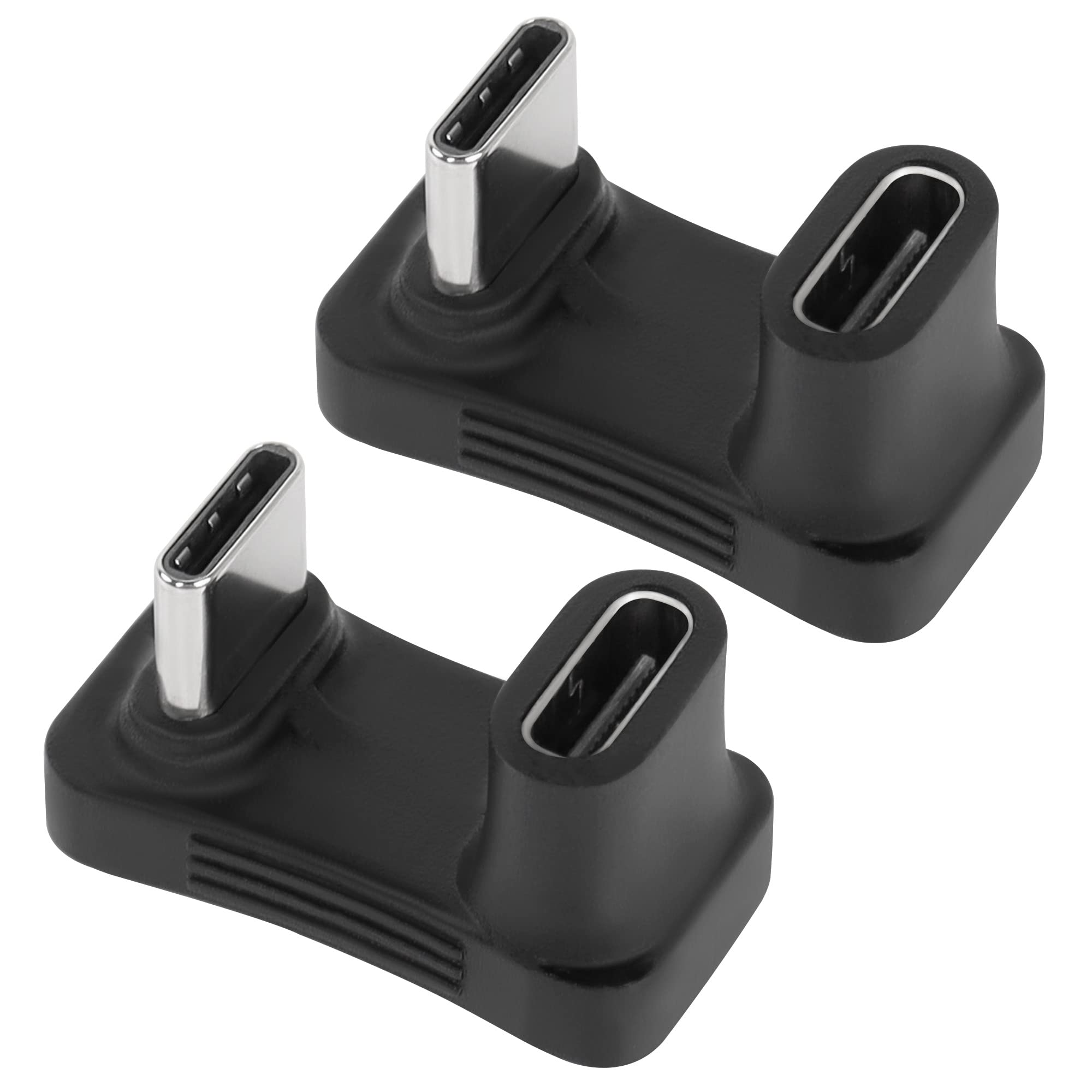 QIANRENON Wider U Shaped Angle USB C Adapter 10Gbps USB3.1 Type C Male to Female U Shaped Wide Distance Connector, Support 4k@60HZ HD Audio/Video 100W, for Smartphone Laptop Tablet Steam Deck, 2Pcs