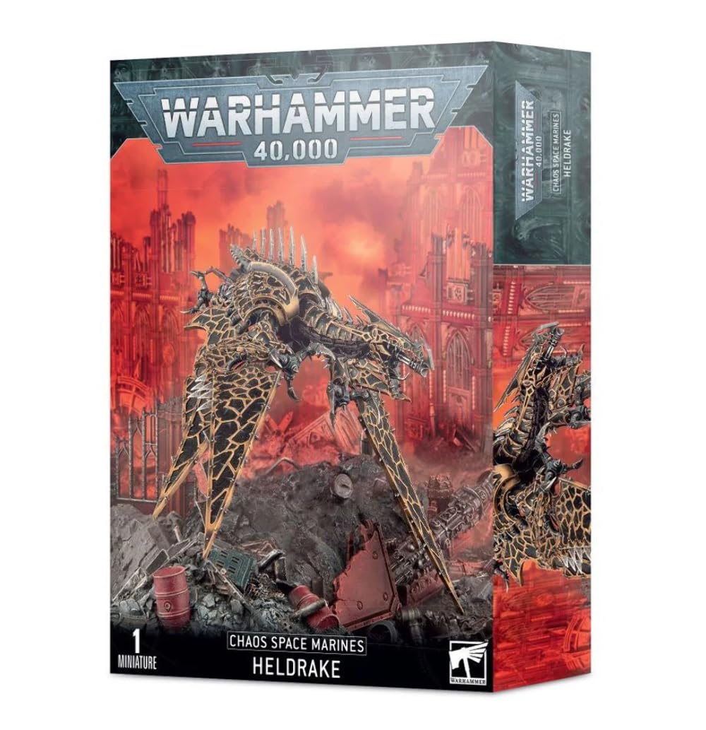 Warhammer Heldrake: Chaos Space Marines Figurine - Tabletop Game - Age 120+, Grey