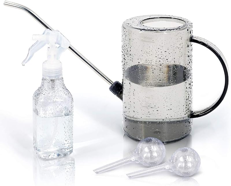 Jardineer Plant Watering Can Indoor 1L Long Spout Spray Bottle Globe Grey