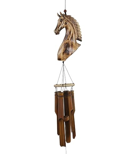 Cowboy Hat Windspiel Aus Bambus – Handgeschnitzt, Mahagoni-Finish, Beruhigende Töne