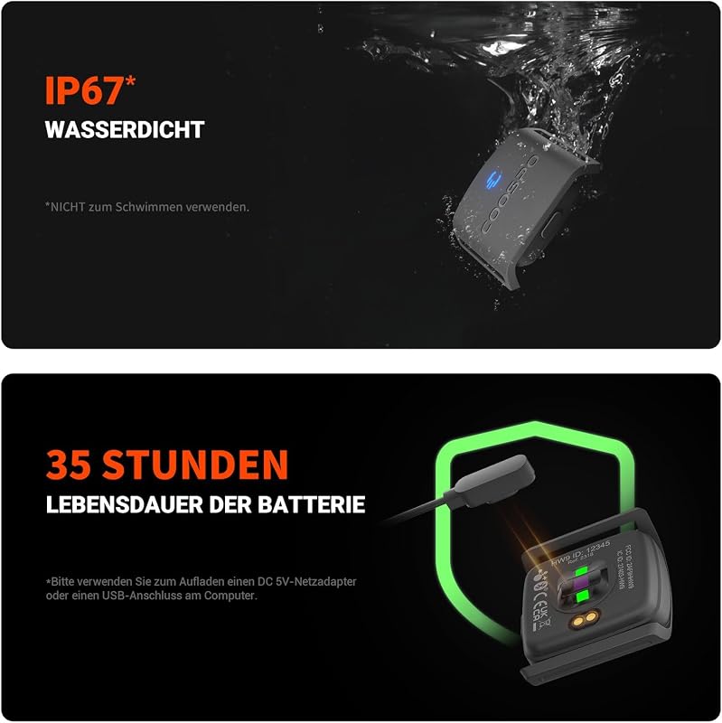 HW9 Herzfrequenzmesser, Bluetooth ANT+ & Sensor LED & Smart HRM pulsuhren IP67 wasserdichte, pulsmesser Armband Kompatibel mit Polar Wahoo Garmin Zwift Elite HRV