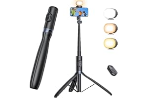 ANXRE 67.7" Phone Tripod with Light, Selfie Stick Monopod for Cell Phone＆Camera