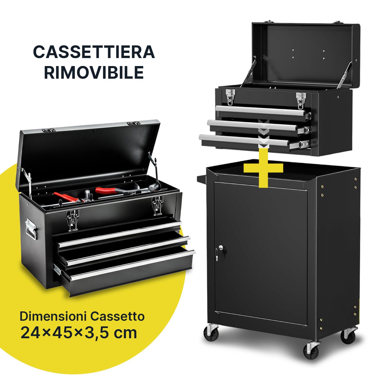 Daimann CT01 Wagen Werkstatt Werkzeugkoffer Kommode Werkzeug mit Rollen, Schwarz 7