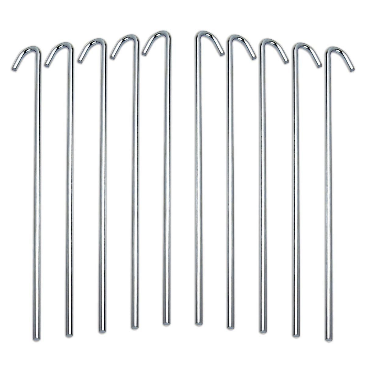 Photo 1 of Tent Stakes For Outdoor Camping Heavy Duty Metal, Galvanized Rust-Free Yard Stakes, 10 Garden Edging Fence Hook | Garden Stakes For Gardening & Canopies, Tent Pegs - By Ram-Pro