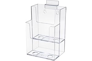 Marketing Holders Slatwall Tri Fold Holder Display for 4.5 Inch Wide Advertisements 2 Tier Literature Holder Slat Wall Mount Z Fold Take One Holder Multi Slot Acrylic Double Pocket Clear Plastic
