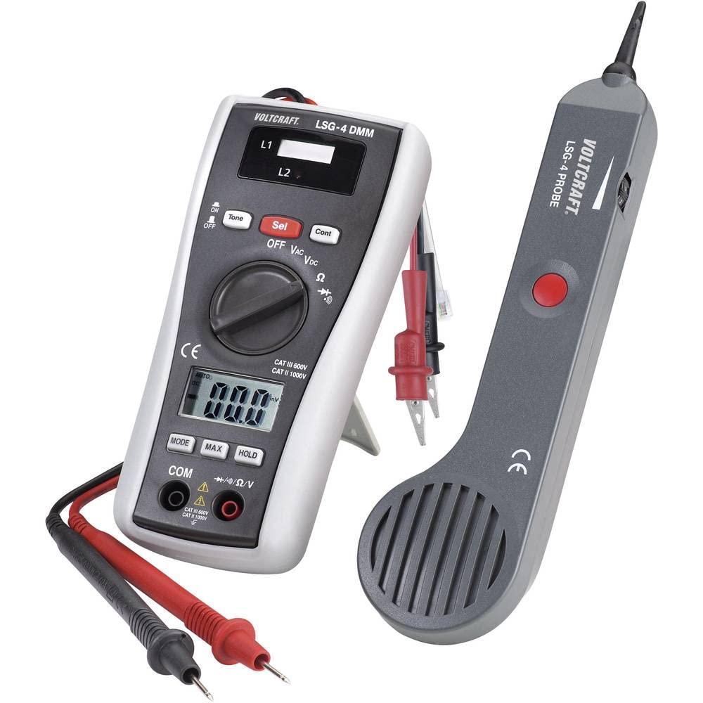 VOLTCRAFT Tester LSG-4 Digital Multimeter with Sound Generator & Inductive Receiver for Electric Circuit Testing, Battery Powered