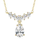 SBLING Platinum-Plated or 18K Gold Plated Cubic Zirconia Teardrop Necklace for Women