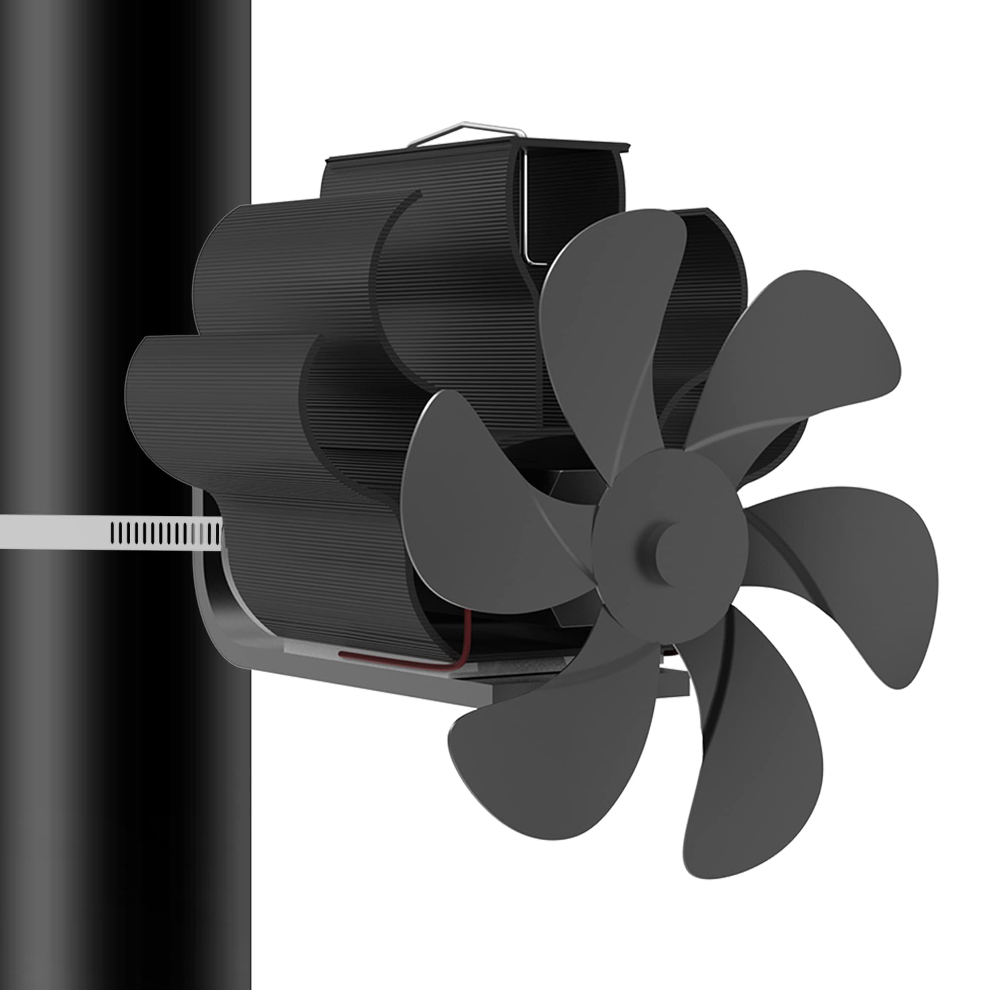 KOPBTBOY Stove Fan Log Burner Fan, 6 Blade Flue Pipe Stove Fan,Heat Powered Wood Burner Fans, Stove Top Fan Wood Burner, Log Burner Fan Silent,Stove Flue Fan