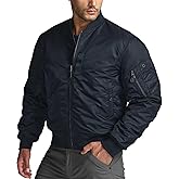 CQR Men's Casual Bomber Jacket, Outdoor Fall/Winter Zip-Up Windbreaker, Water Resistant Padded MA-1 Flight Jacket with Pocket
