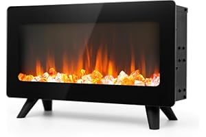 FLAME&SHADE 16" Small Electric Fireplace Heater - Desk Space Heater with Realistic Led 3D Flames, Freestanding Fire Places Electric Fireplace Heater for Indoor Use, 750 | 1500w, Overheating Protection