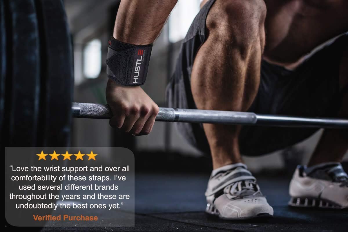 Hustle Athletics Wrist Wraps Weightlifting - Best Support for Gym & Crossfit - Brace Your Wrists to Push Heavier, Avoid Injury & Improve Your Workout Instantly - for Men & Women : Sports & Outdoors
