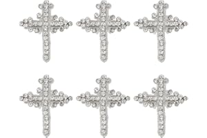 HOBBIESAY 6Pcs Crystal Cross Patches 80mm Rhinestone Cross Sew on Applique Cross Applique White Cross Crystal Patches for Clothing Bags Hats Shoes Decorations