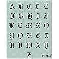 Stencil1 Letter Stencils 1" - Old English Calligraphy Letters & Numbers - Mylar Uppercase and Lowercase Alphabet for Hand Painting, Drawing & Cutting - Perfect for Lettering on Wood, Vinyl & More