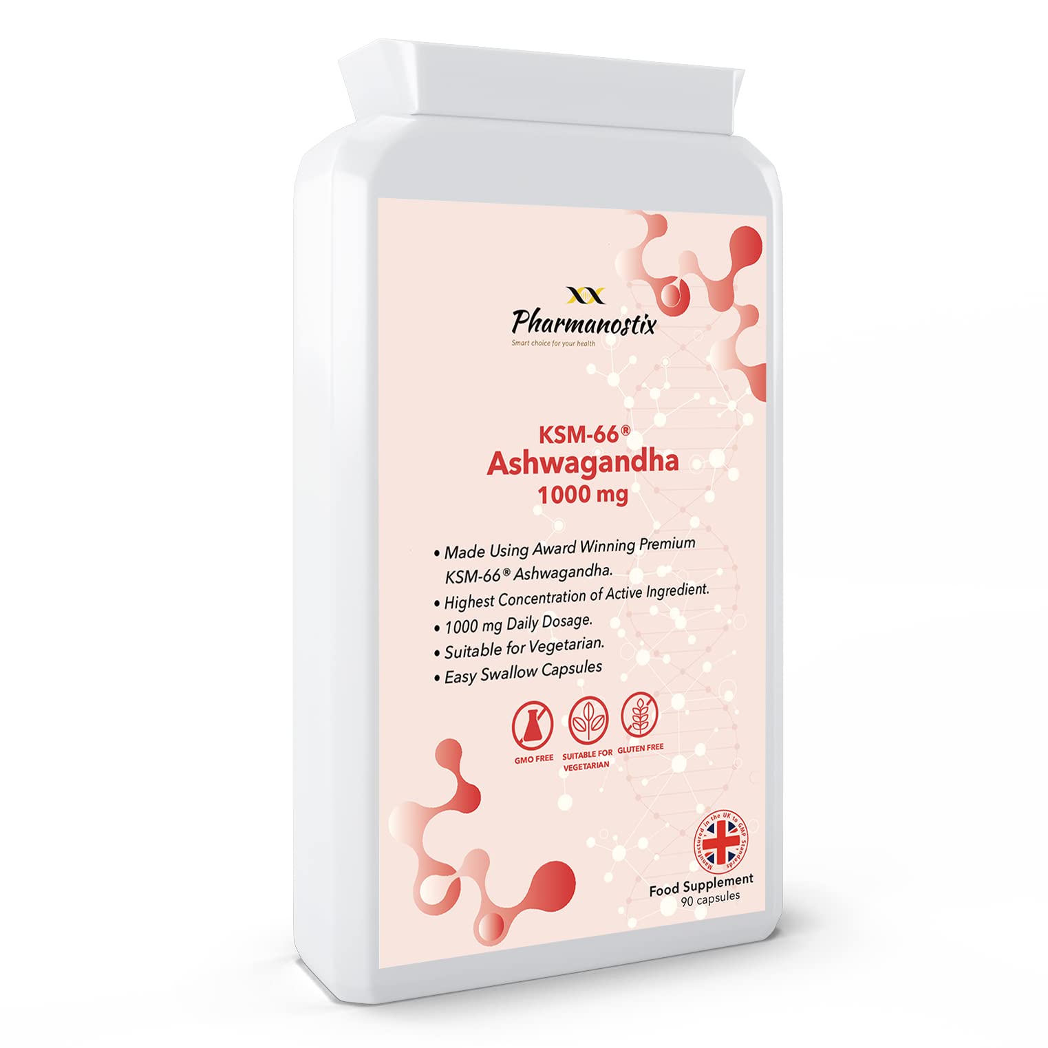 Ashwagandha KSM-66 ®, 1,000mg Daily Dose with 5% Withanolides, Highly Bioavailable with Full Spectrum Root only Extract, A Natural Ayurveda Supplement, Pharmanostix