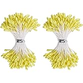 BEAMARKER 240Pcs 2.5mm Handmade Artificial Flower Stamens Yellow Matte Double Heads Flower Stamen Pistil for Crafts Blossom Making Scrapbook Decoration DIY Wedding Christmas Card