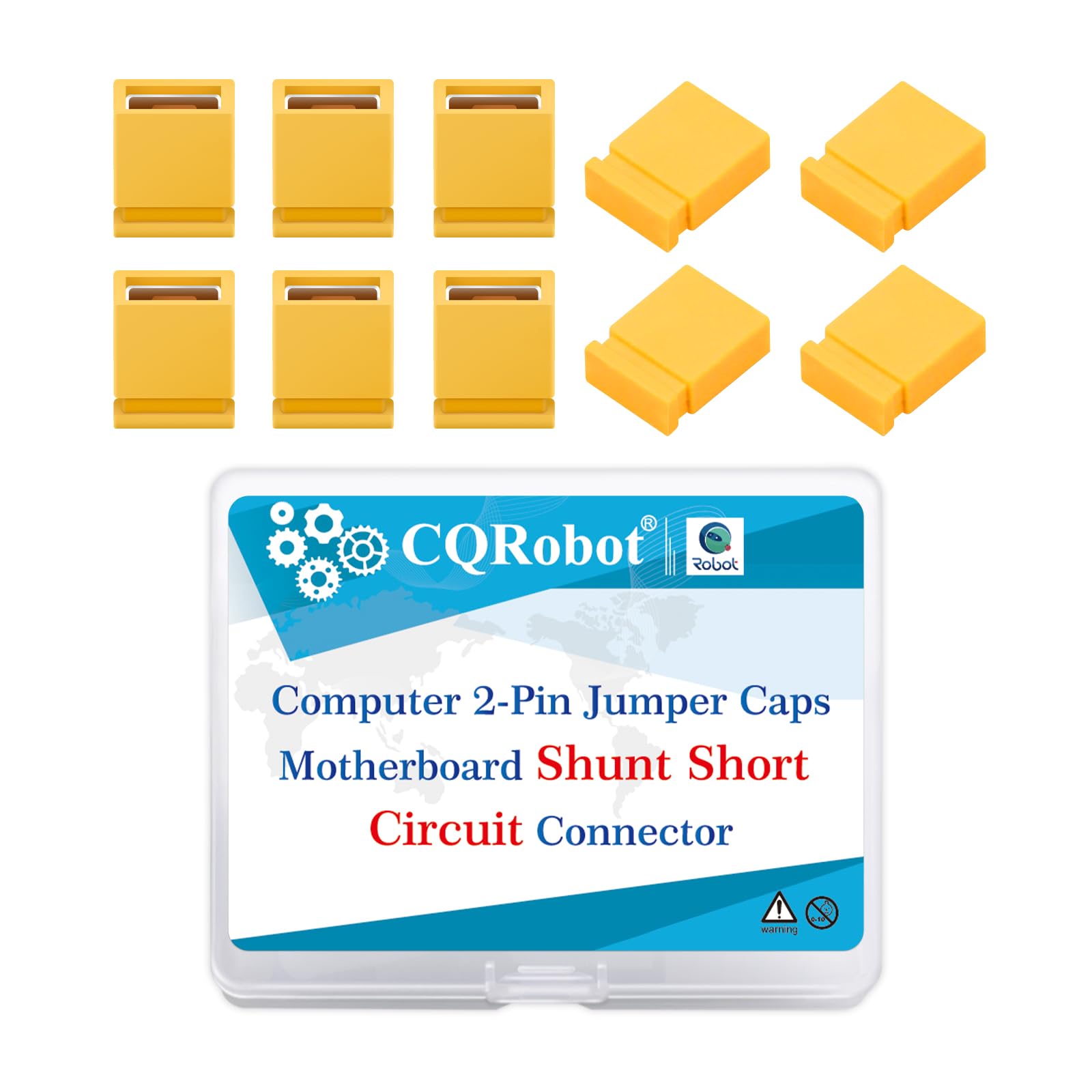 CQRobot 200 Pieces Yellow Standard Computer Jumper Caps Header Pin Shunt Short Circuit 2P Connector Close Top 2.54mm. for Arduino Raspberry Pi PCB PC DVD HDD Motherboard Shorting and Other item.