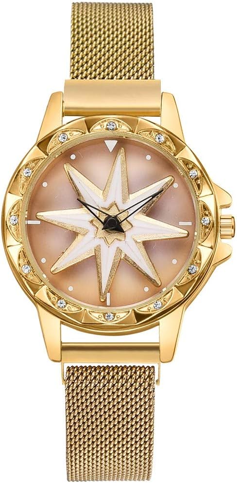 Women Watch Sale Clearance - Women's Analogue Quartz Wrist Watch Starry Sky Convex Glass Quartz Mesh with Magnetic Buckle Ladies Watch (P)