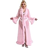 ohyeahlady Women Feather Fur Robe Sheer Mesh Bridal Dressing Gown Sexy Lingerie Nightgown Bathrobe Sleepwear XS-4XL