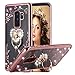 Galaxy S9 Plus Case Pink Ring, Miniko(TM) Soft Slim Bling Rhinestone Floral Crystal TPU Plating Rubber Case for Girls with Detachable 360 Diamond Finger Ring Holder Stand for Galaxy S9 Plus