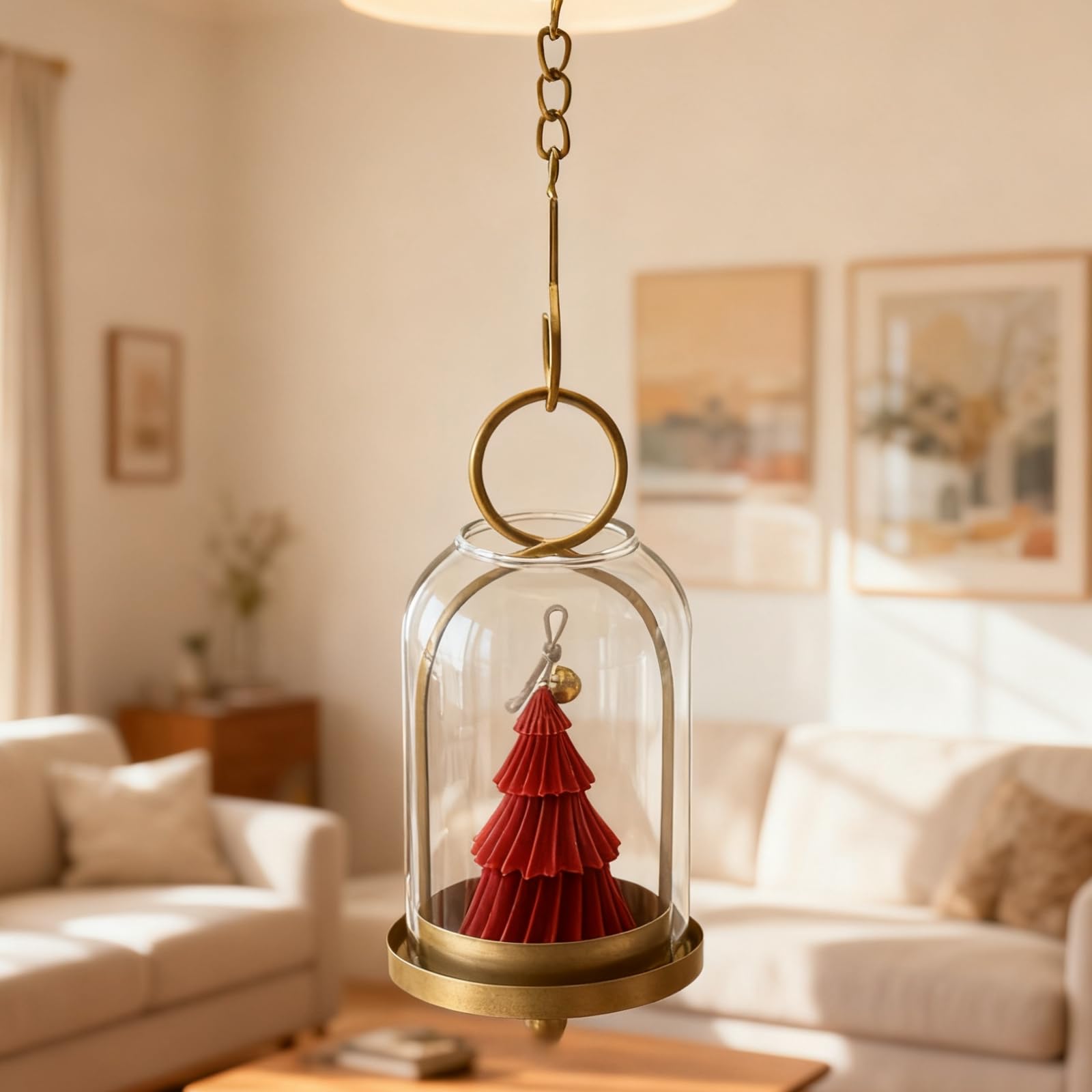 3 Pack Metal Candle Holders with Glass Dome, 5.5