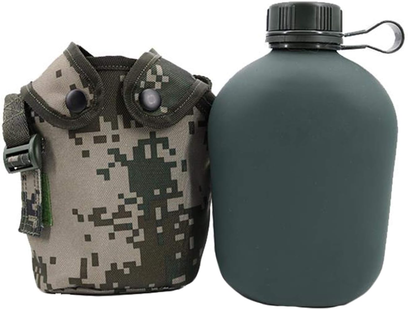 Jadedragon Military Canteen Water Bottle, Aluminium Water Canteen Reinforced Nylon Cover Belt Holster, Capacity 1/1.5/2/2.5/3L Portable Water Bottles with Shoulder Strap