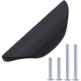 Amazon Basics Modern Finger Drawer Pull, 3.07-inch Length (1.26-inch Hole Center), Flat Black, 10-Pack