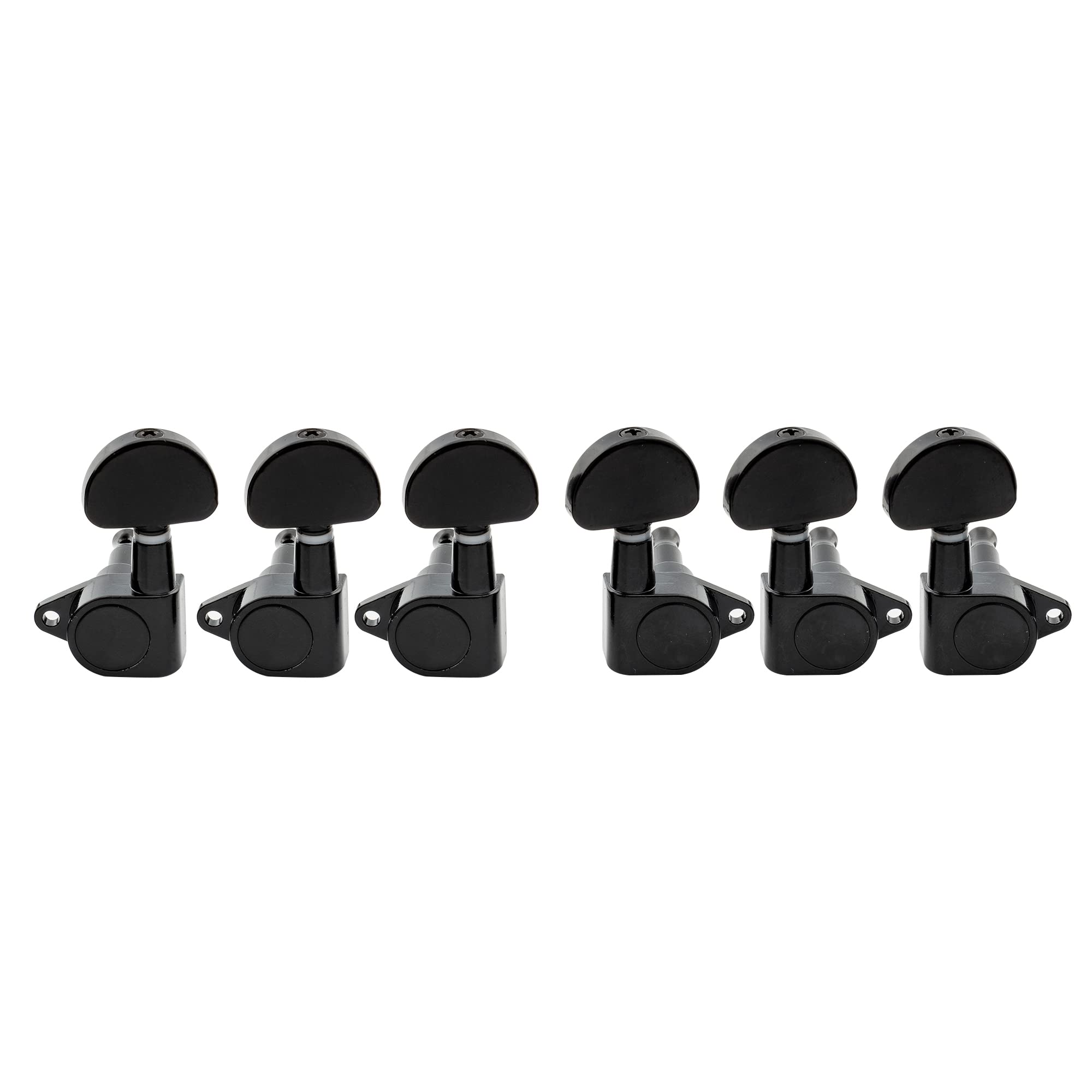 Musiclily 3x3 Epi Style Sealed Guitar Tuners Tuning Pegs Keys Machine Heads, Half Moon Button Black